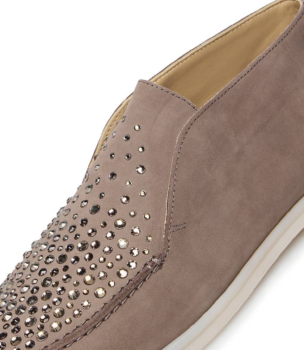 Loriblu Mocassini in pelle fango con cristalli Super sconto