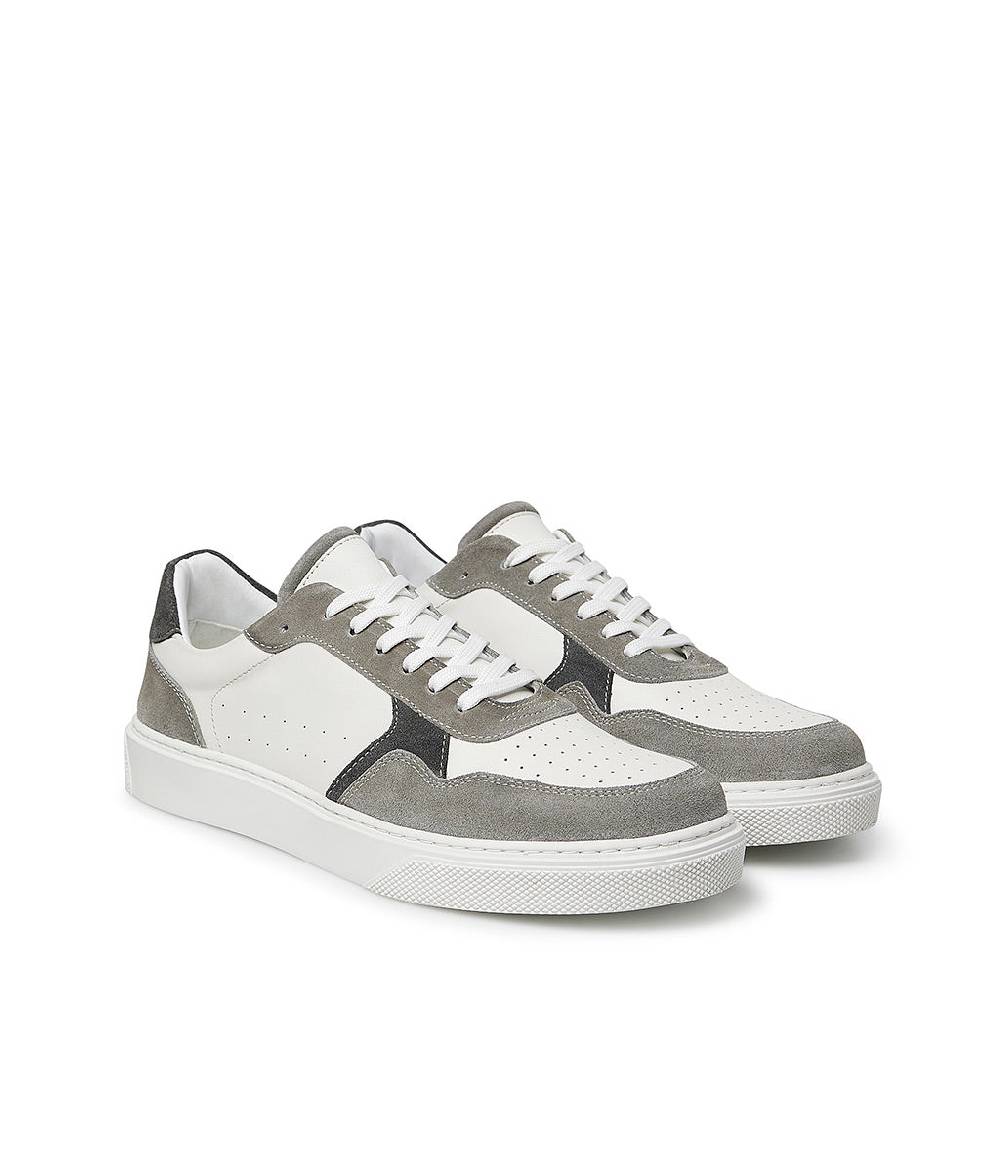 Loriblu Sneaker in pelle bianca e camoscio tortora Limitato a 3 giorni