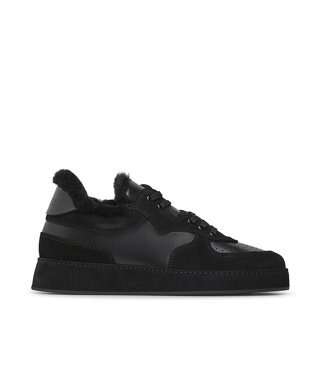 Loriblu Sneakers in pelle, camoscio e shearling nero Moda