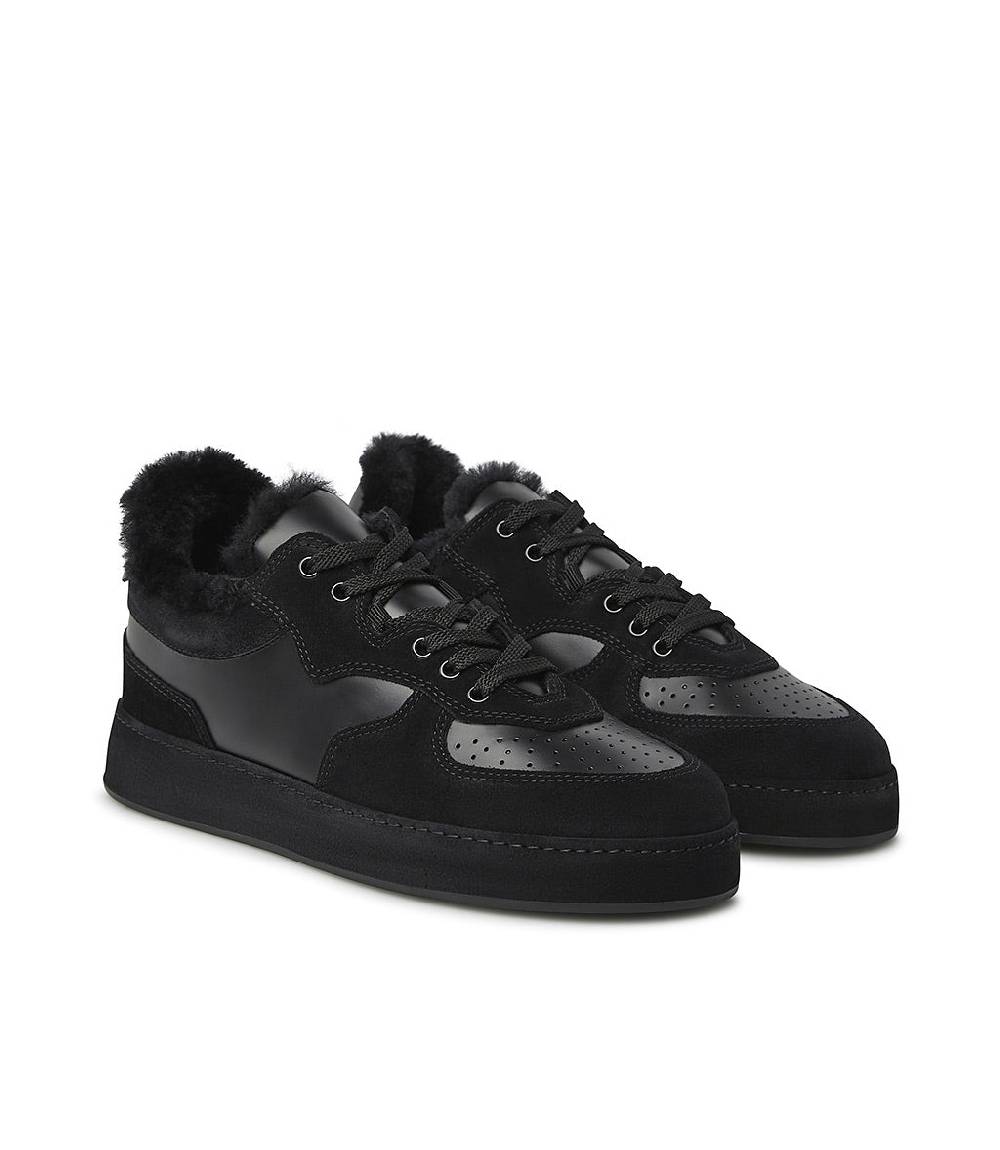 Loriblu Sneakers in pelle, camoscio e shearling nero Moda