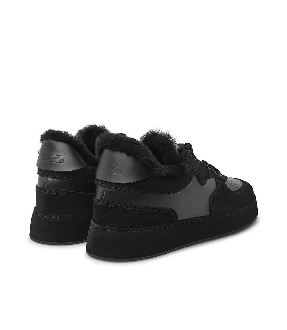 Loriblu Sneakers in pelle, camoscio e shearling nero Moda