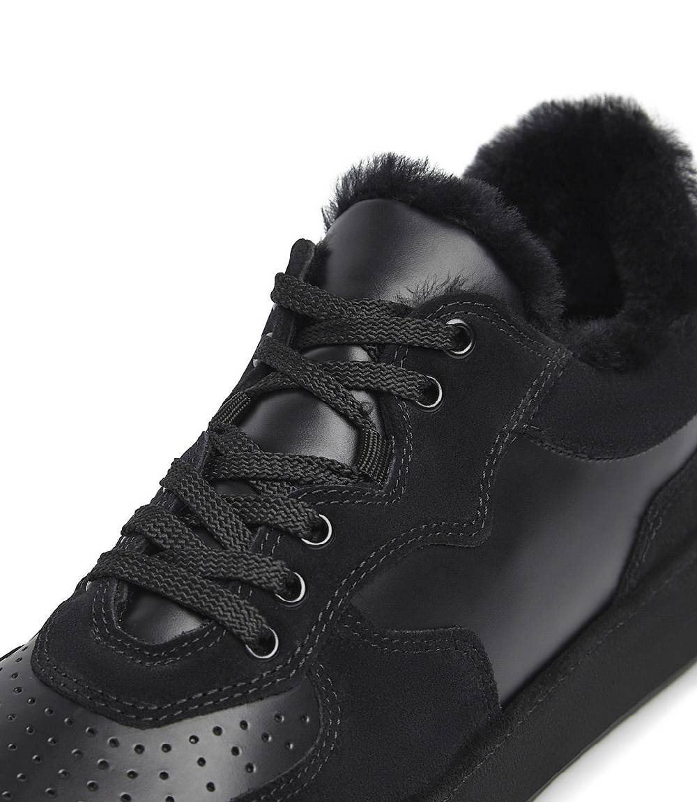Loriblu Sneakers in pelle, camoscio e shearling nero Moda