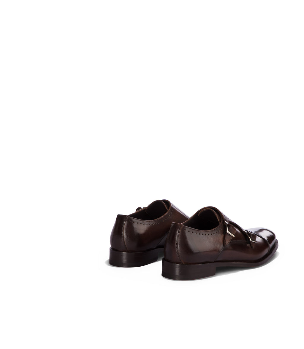 Loriblu Monk strap in pelle marrone brogue Negozi Online