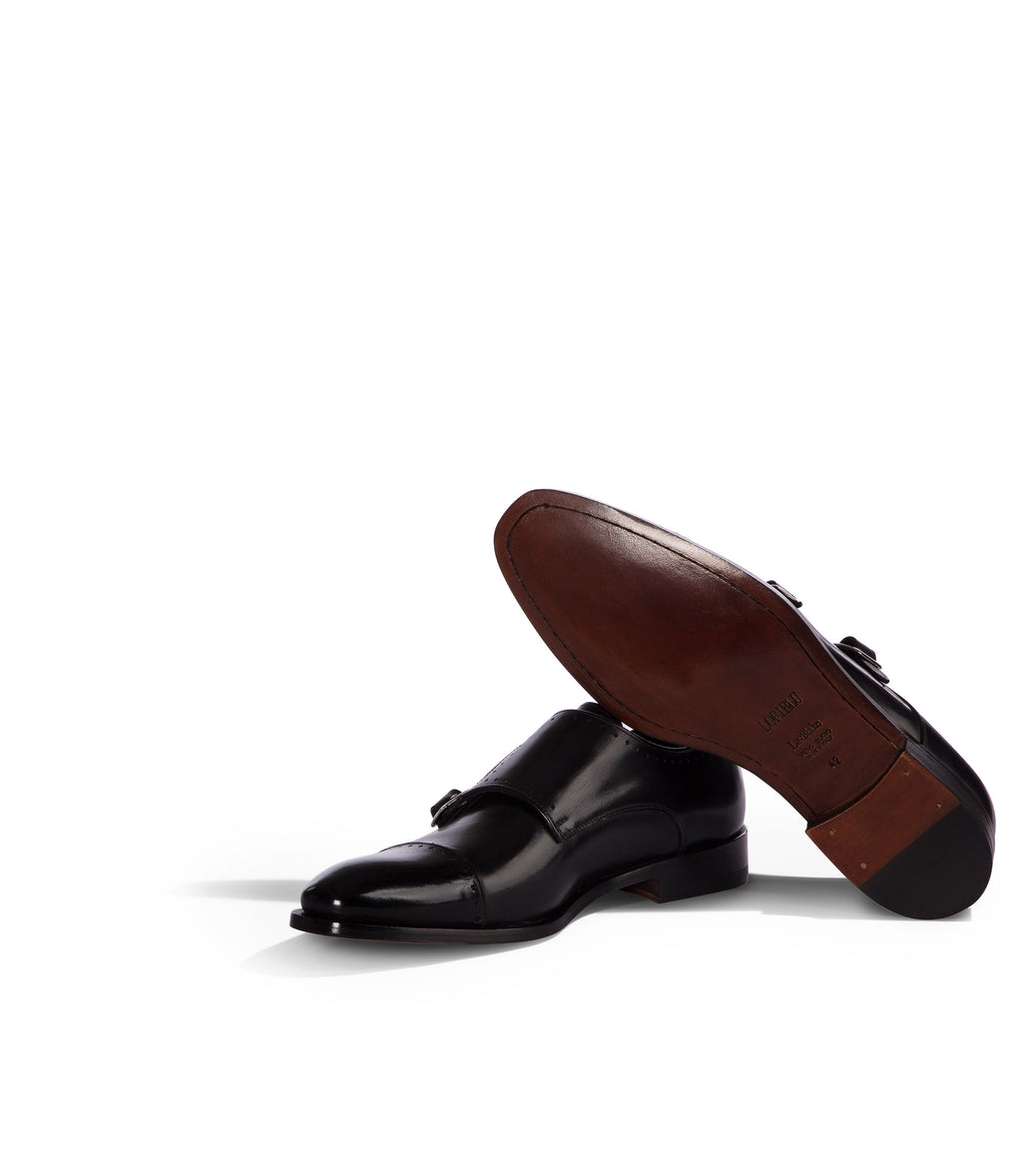 Loriblu Monk strap in pelle nera brogue Acquista Ora