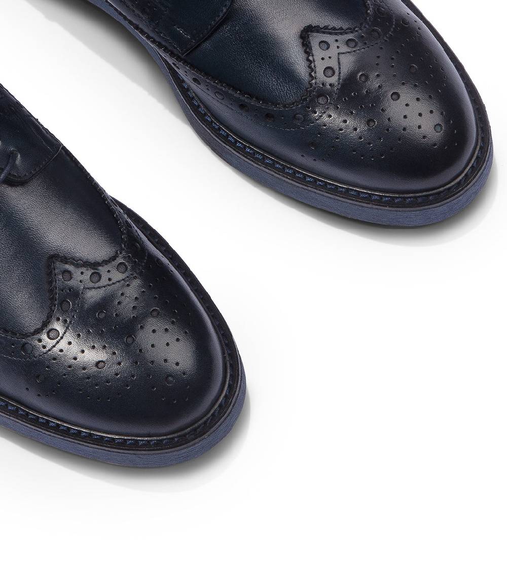 Loriblu Derby in pelle brogue blu Fino Al -60%