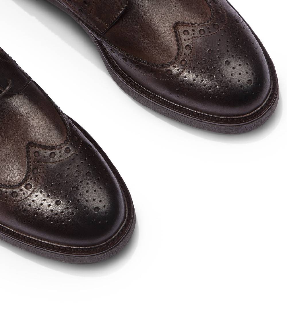 Loriblu Derby in pelle brogue marrone Prezzo Ridotto