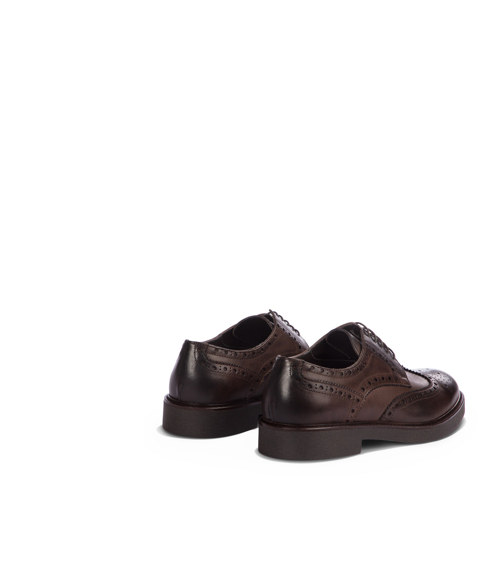 Loriblu Derby in pelle brogue marrone Prezzo Ridotto