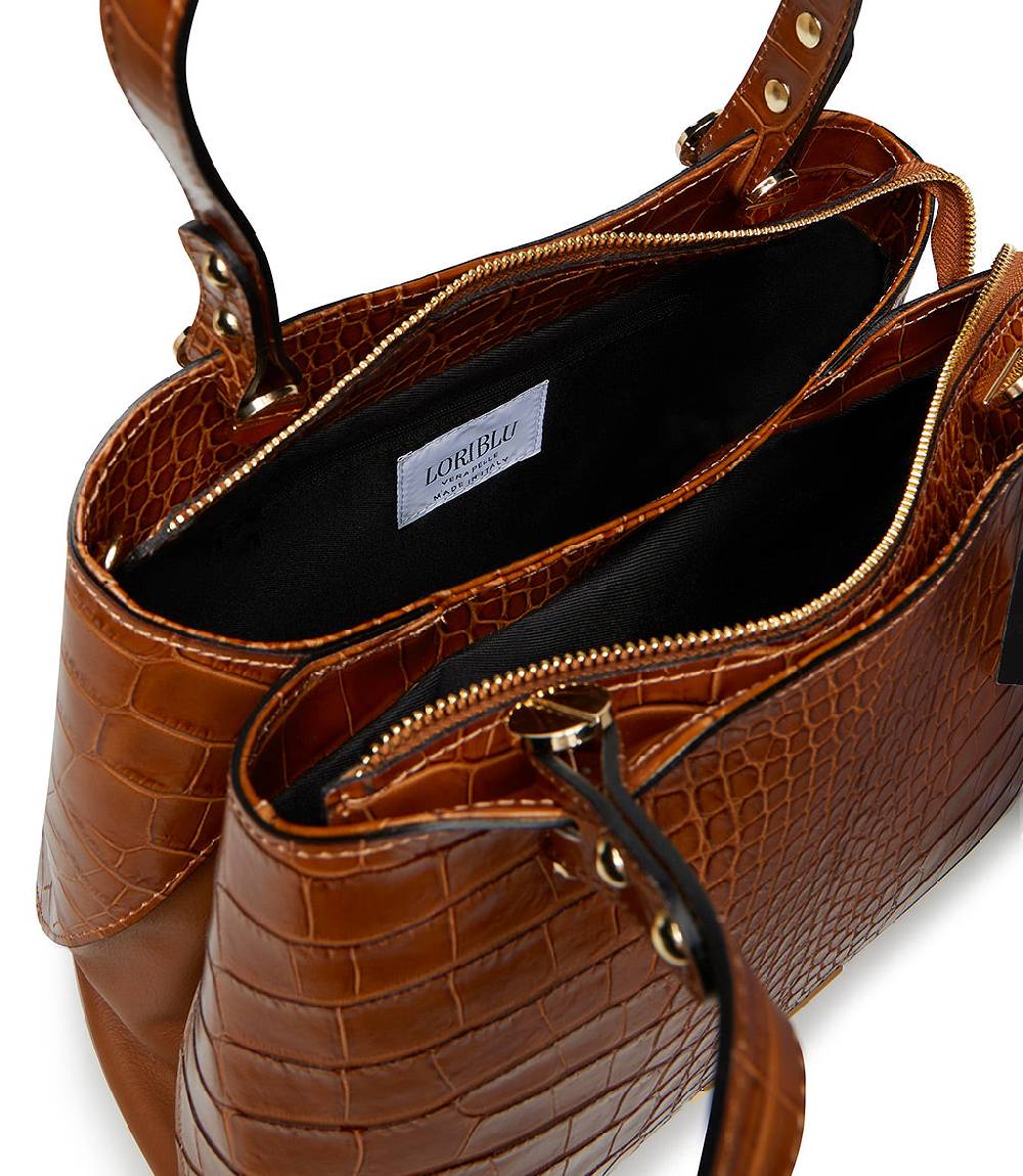 Loriblu Borsa tote cuoio in pelle stampa cocco Offerte