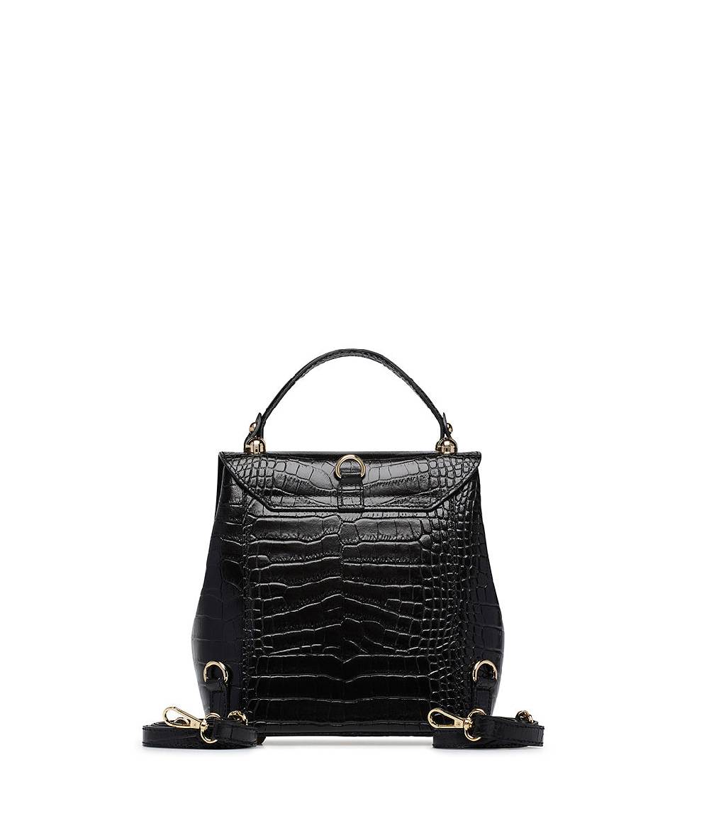 Loriblu Borsa a mano nera in pelle stampa cocco Hotsell