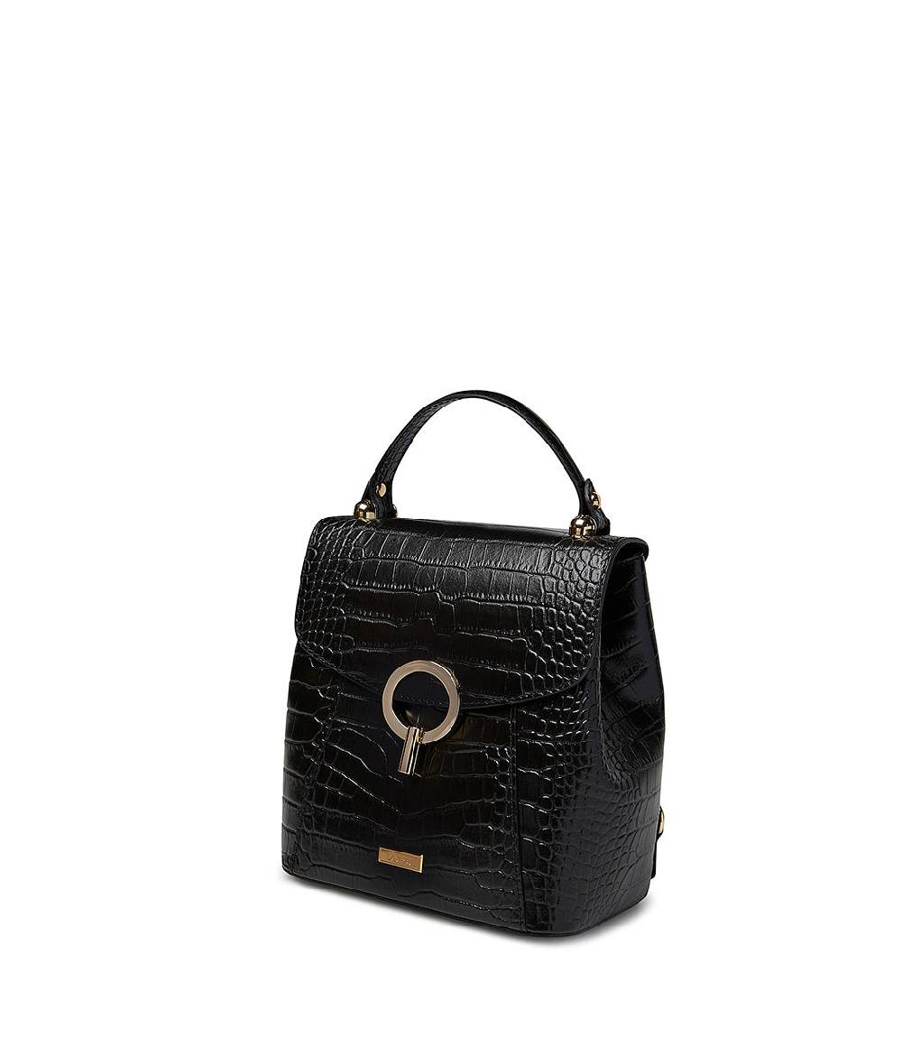 Loriblu Borsa a mano nera in pelle stampa cocco Hotsell