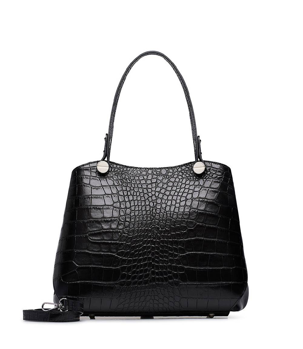 Loriblu Borsa nera in pelle stampa cocco Vendita Calda