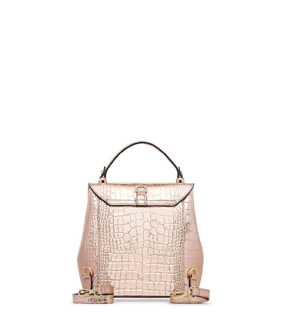 Loriblu Borsa a mano rosa in pelle laminata stampa cocco Saldi Di Fabbrica