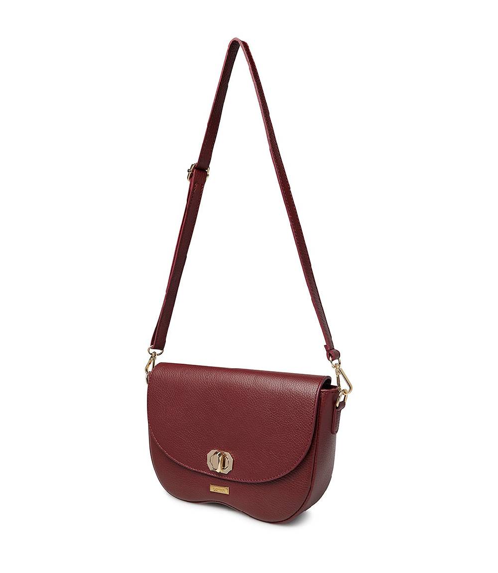 Loriblu Borsa a tracolla in pelle rosso scuro testurizzata Vendite Flash