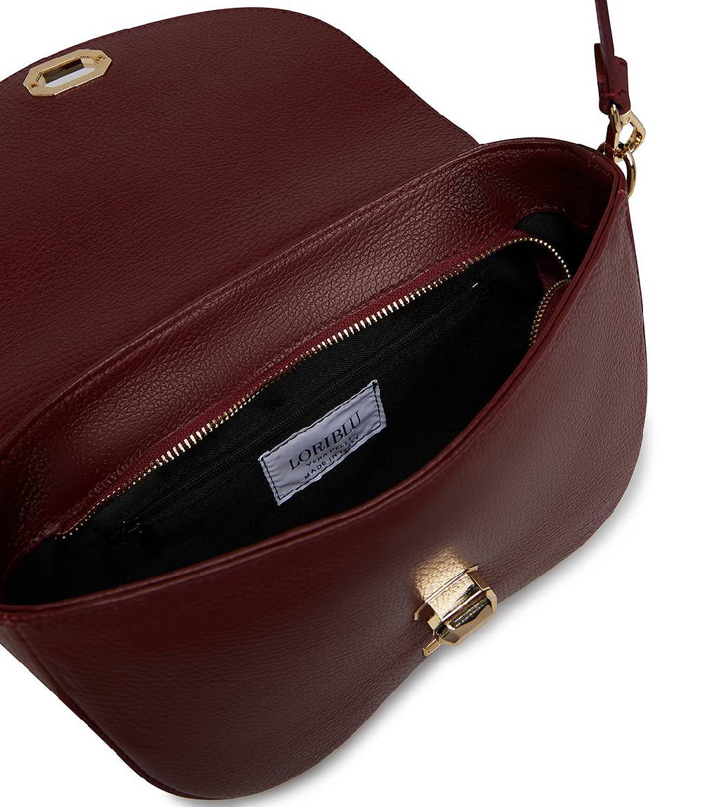 Loriblu Borsa a tracolla in pelle rosso scuro testurizzata Vendite Flash