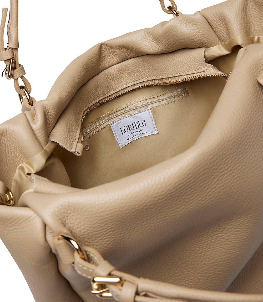 Loriblu Borsa beige in pelle martellata Moda