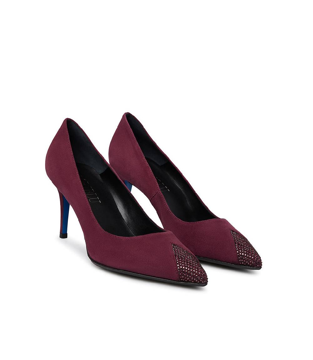 Loriblu Décolleté in camoscio borgogna con cristalli Italy