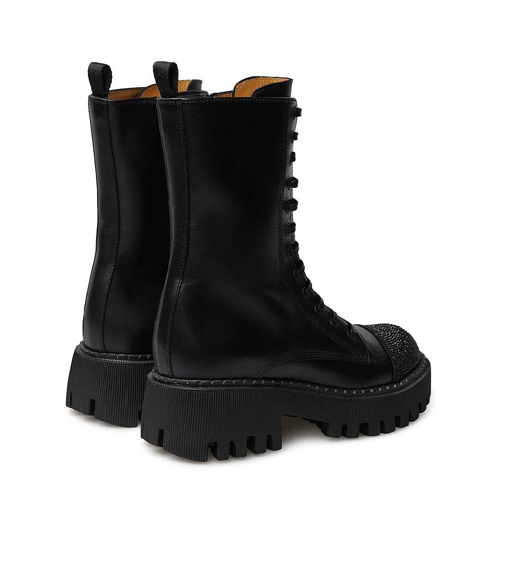 Loriblu Anfibi in vitello nero con cristalli Pezzi Unici