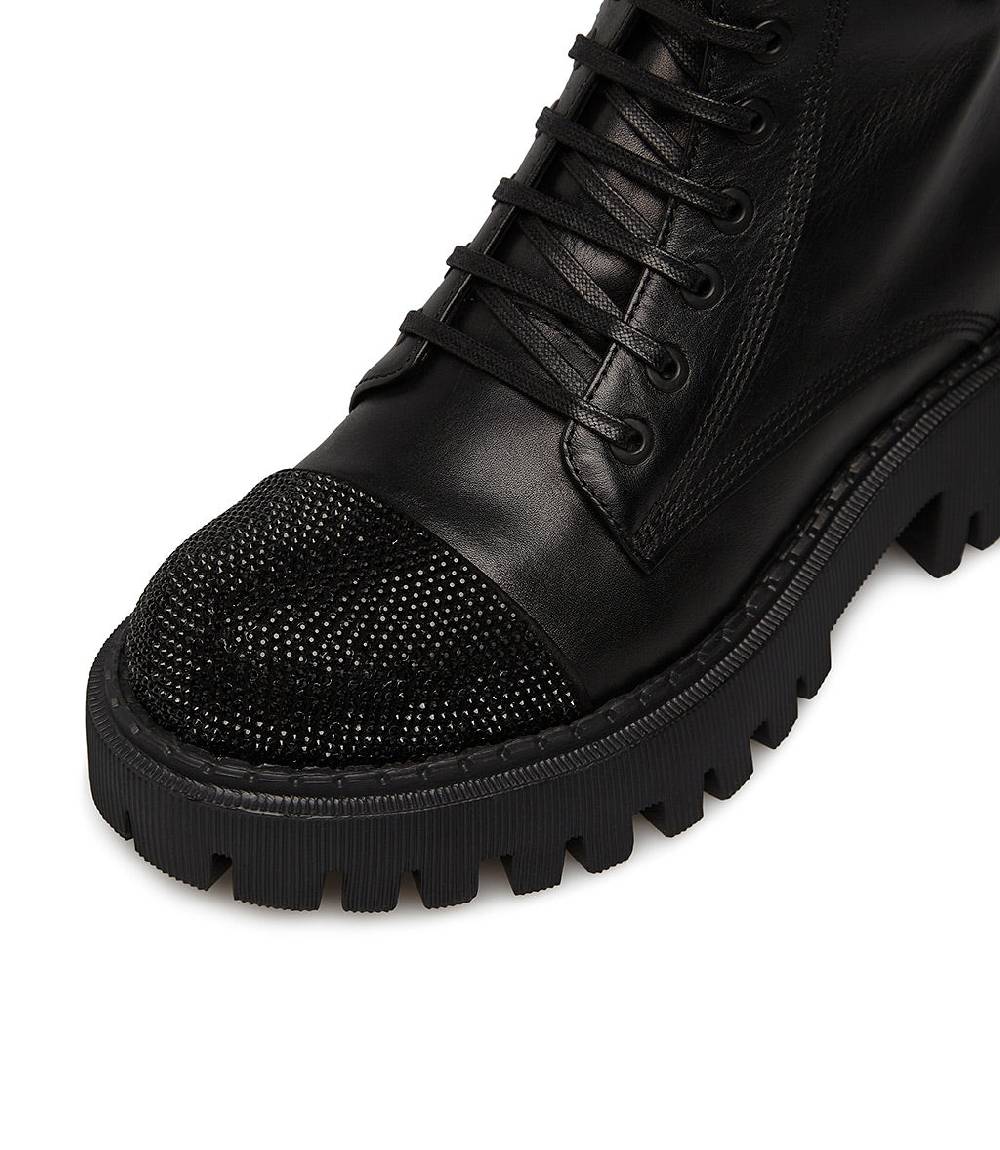 Loriblu Anfibi in vitello nero con cristalli Pezzi Unici