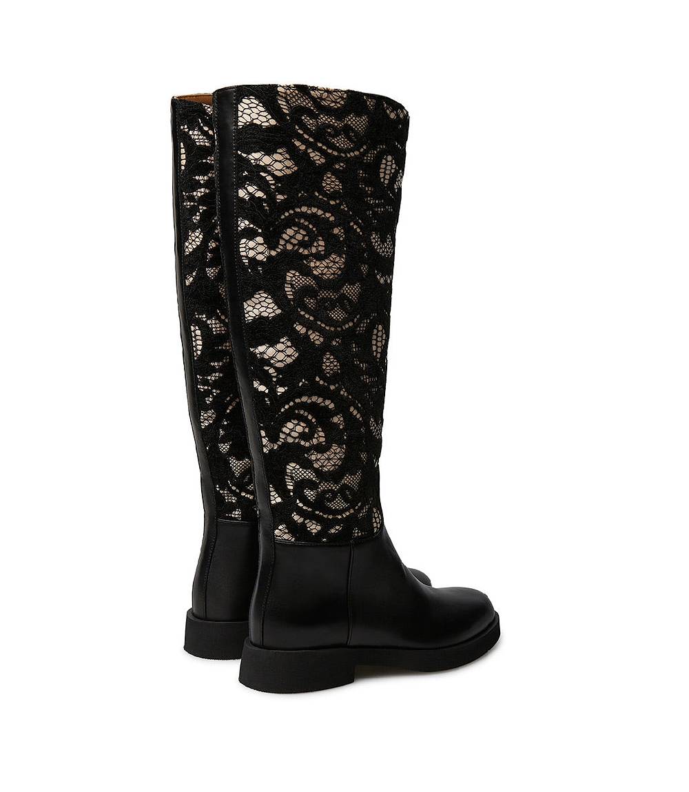 Loriblu Stivale in vitello nero e pizzo Promozione Limitata