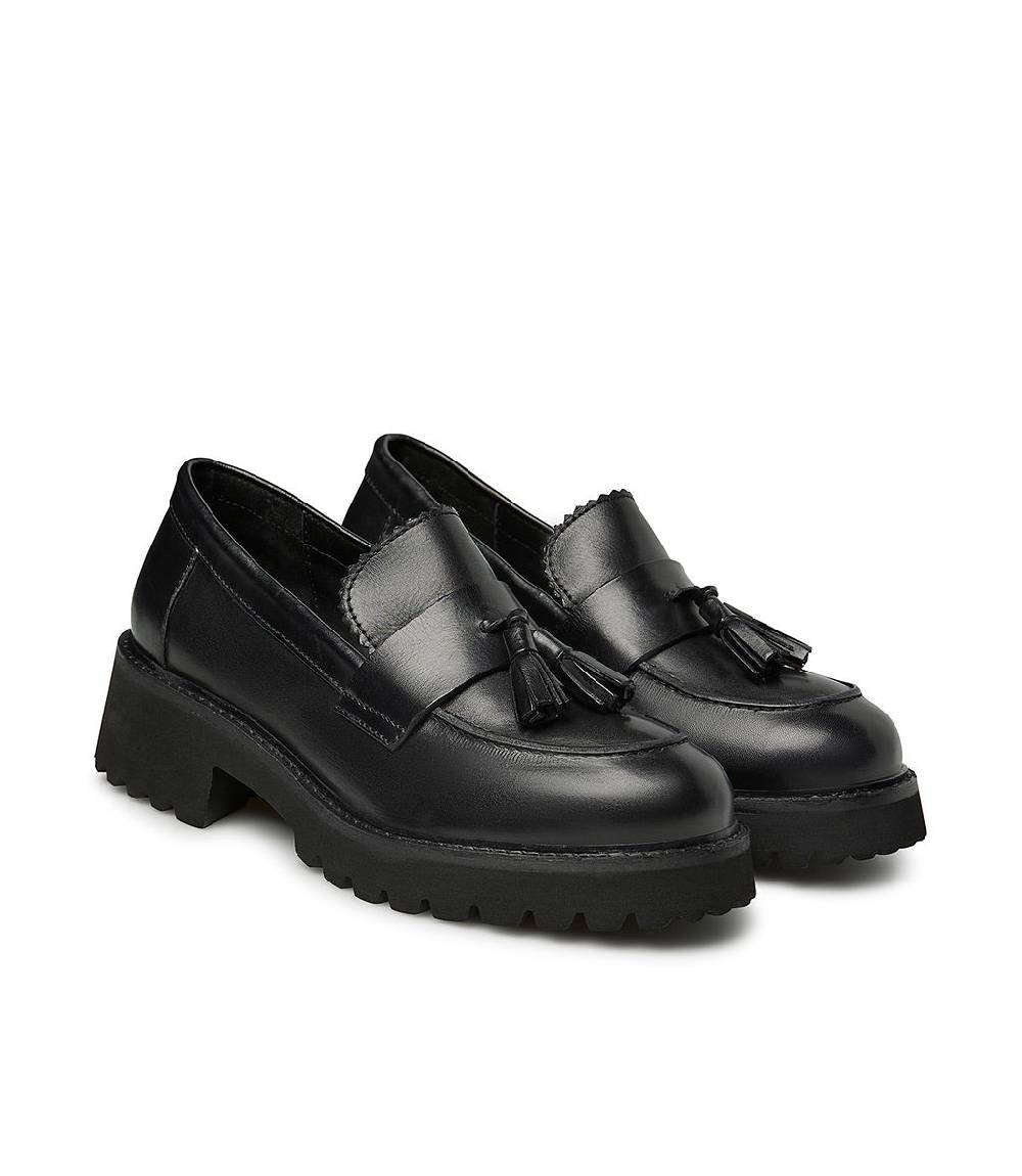 Loriblu Mocassini in nappa nera con nappine Presa