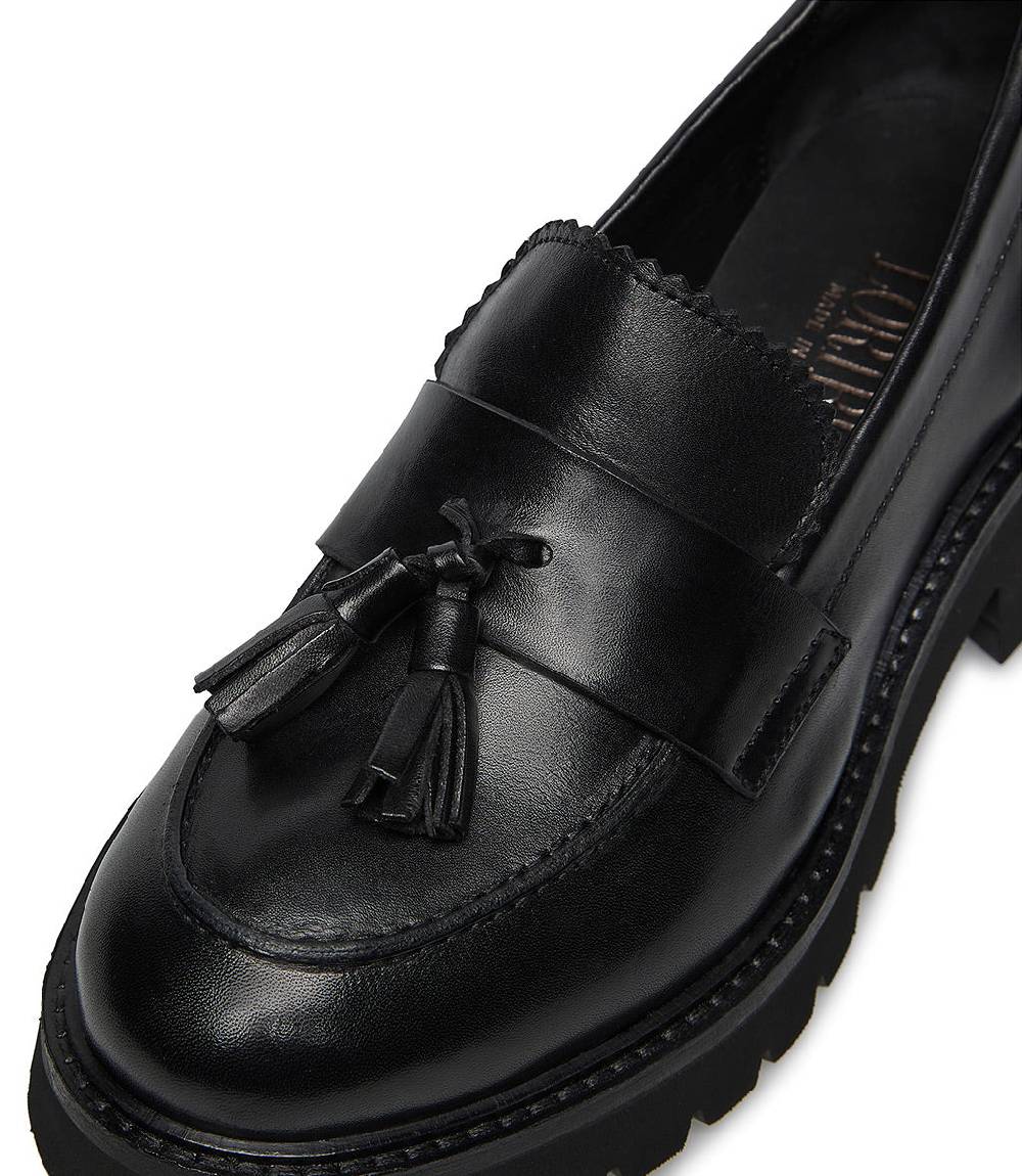 Loriblu Mocassini in nappa nera con nappine Presa