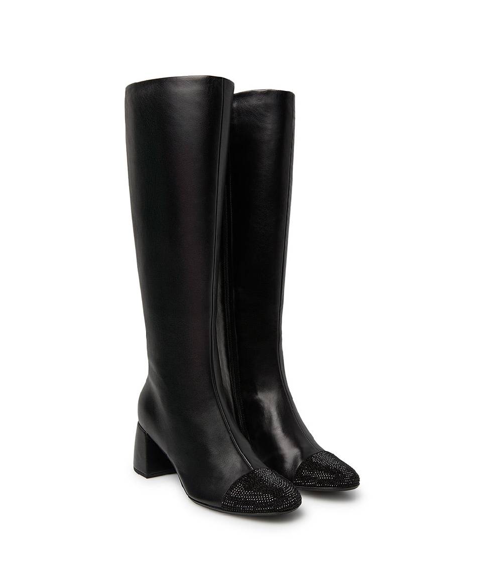 Loriblu Stivale in nappa nera con cristalli In Vendita