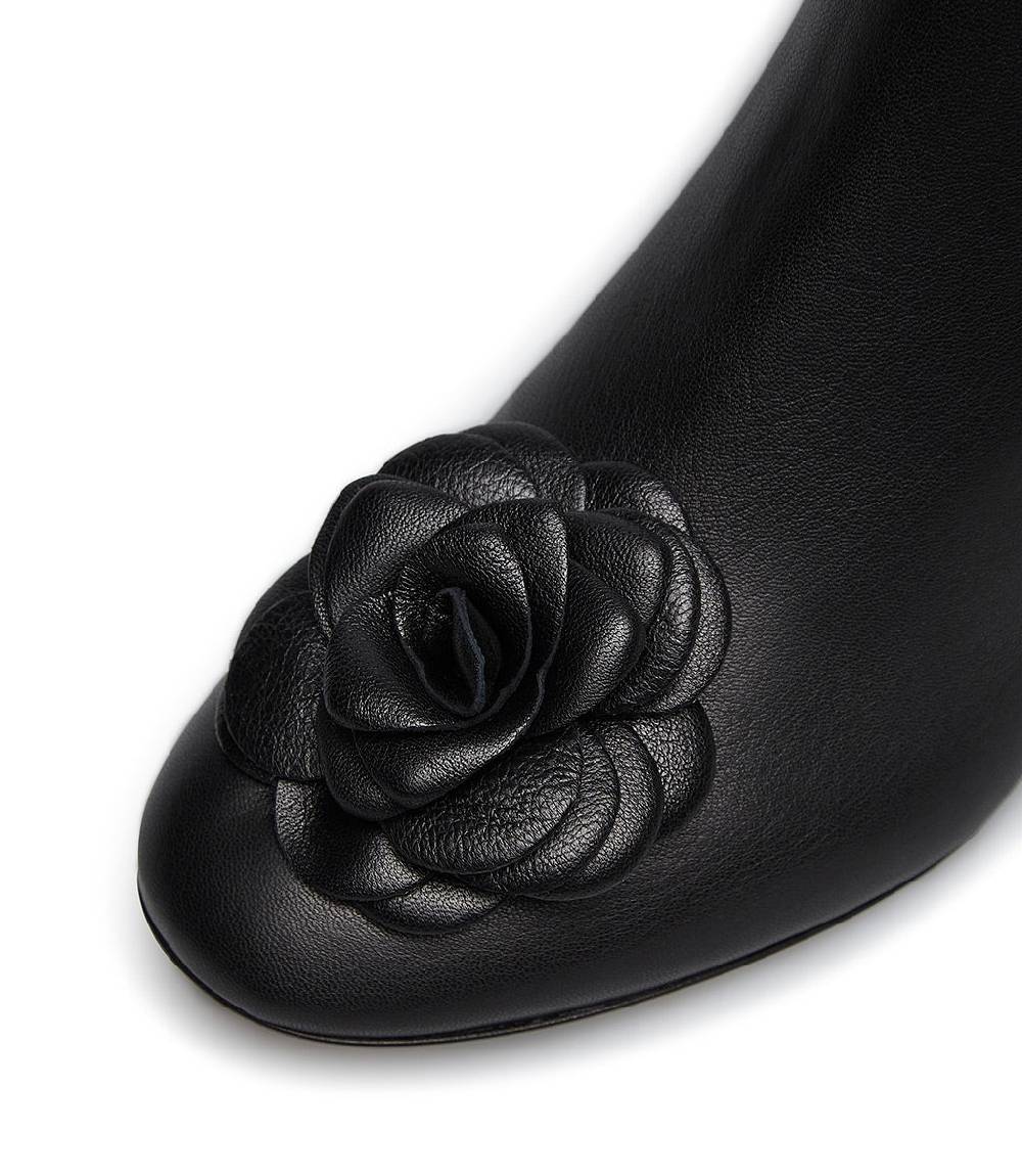 Loriblu Stivaletto in nappa nera con fiore Saldi