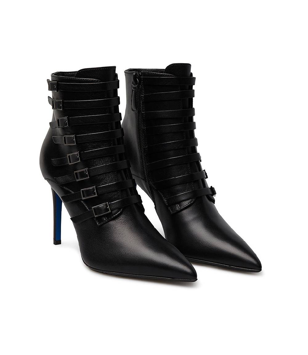 Loriblu Stivaletto in nappa nera con cinturini Vendite Flash