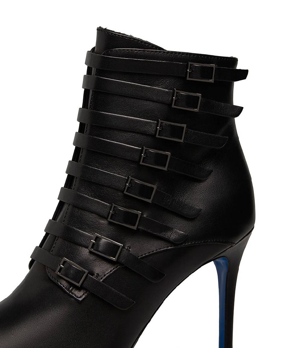 Loriblu Stivaletto in nappa nera con cinturini Vendite Flash