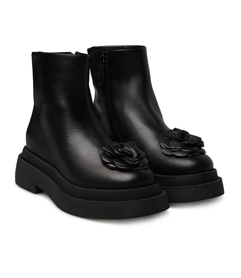 Loriblu Stivaletto in vitello nero con fiore In Saldo