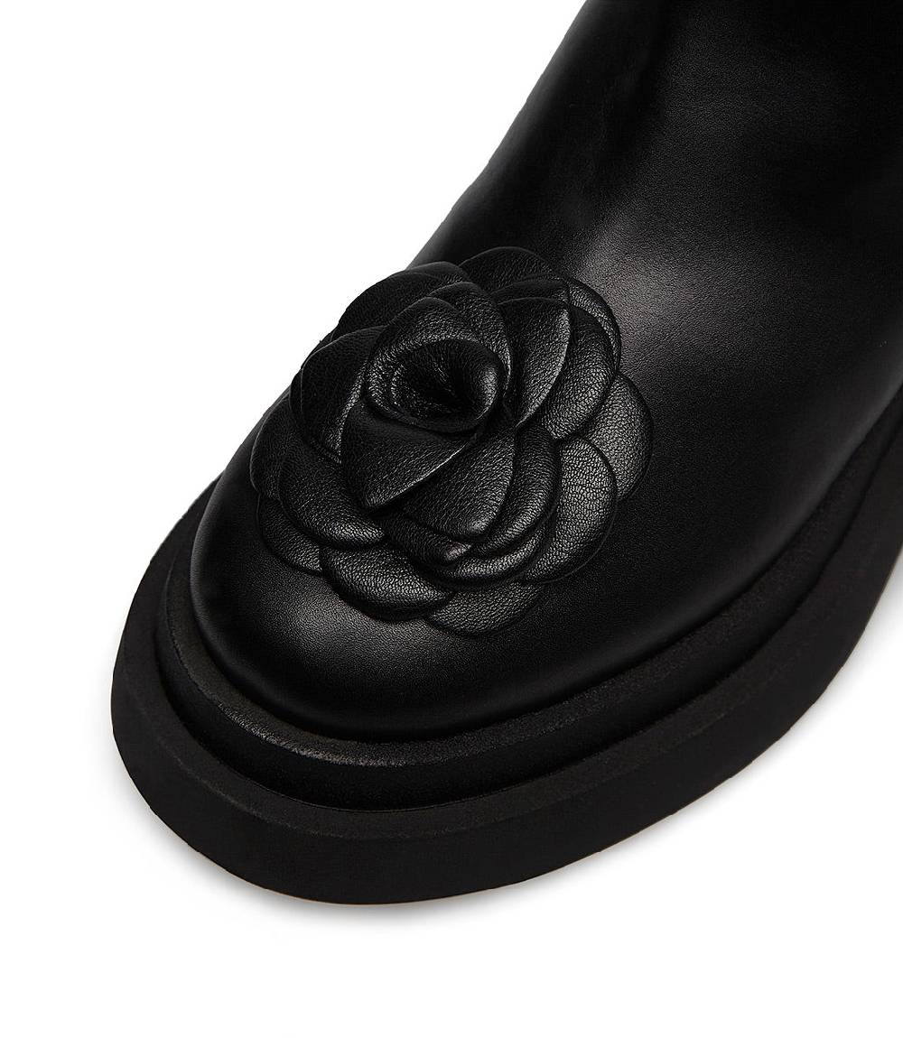 Loriblu Stivaletto in vitello nero con fiore In Saldo