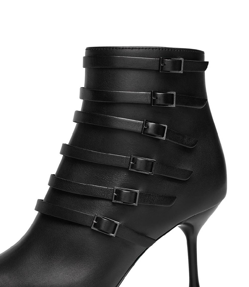Loriblu Stivaletto in nappa nera con cinturini Italia