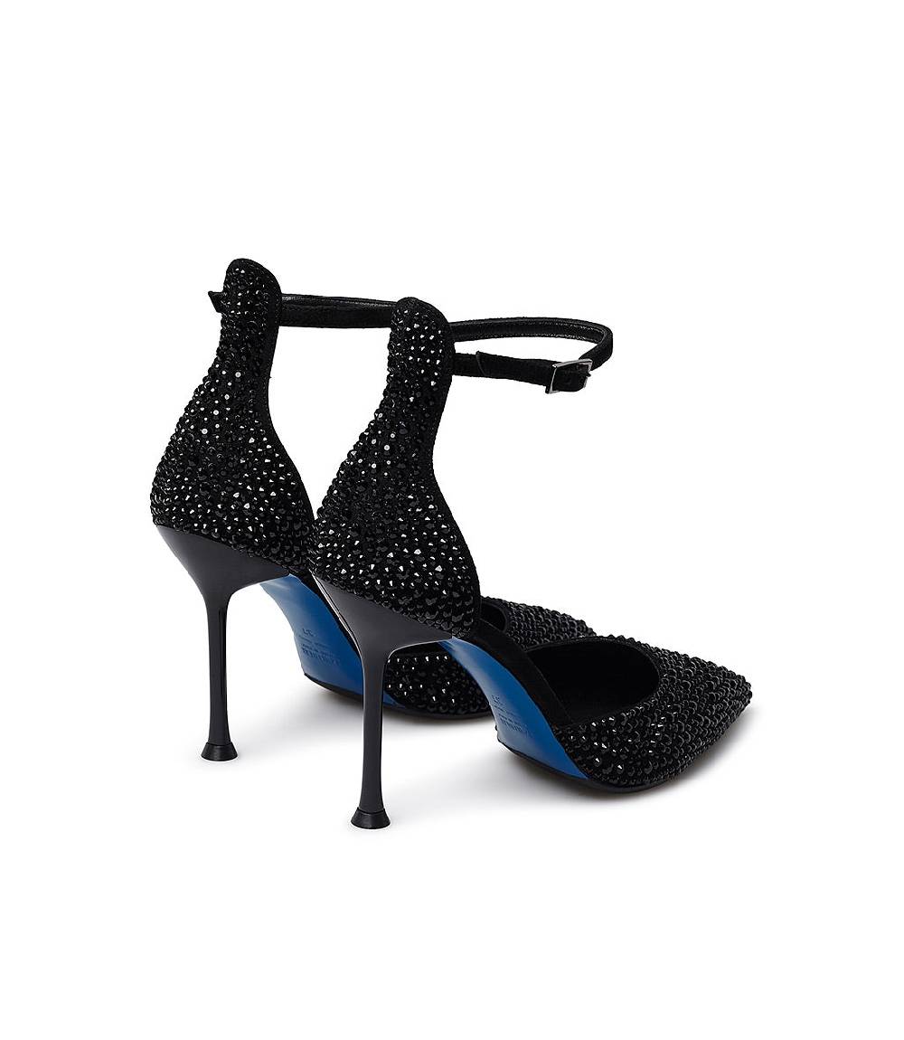 Loriblu Décolleté gioiello in raso nero con cristalli all-over Fino Al -60%