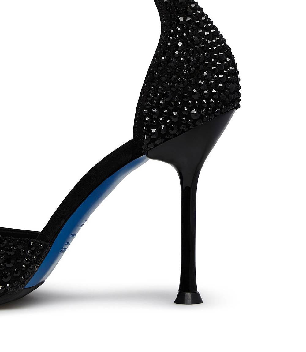 Loriblu Décolleté gioiello in raso nero con cristalli all-over Fino Al -60%