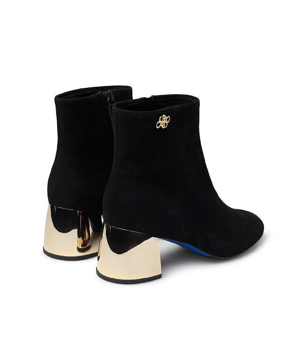 Loriblu Stivaletto in camoscio nero con tacco metal oro Convenienza
