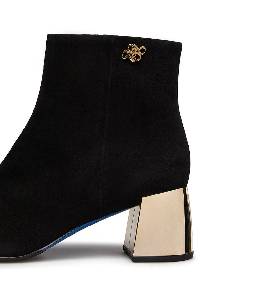 Loriblu Stivaletto in camoscio nero con tacco metal oro Convenienza