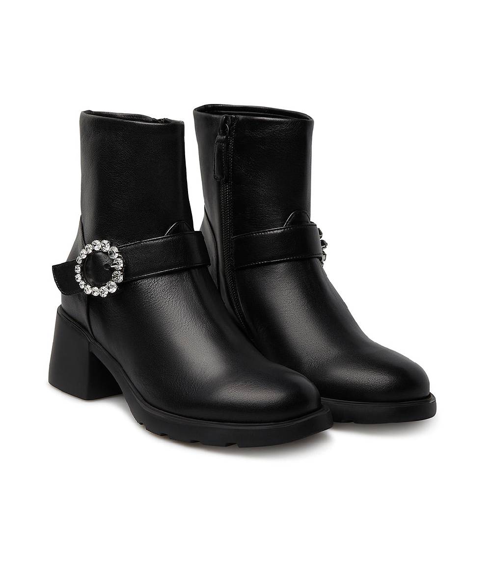 Loriblu Stivaletto in nappa nera con fibbia gioiello Sconto