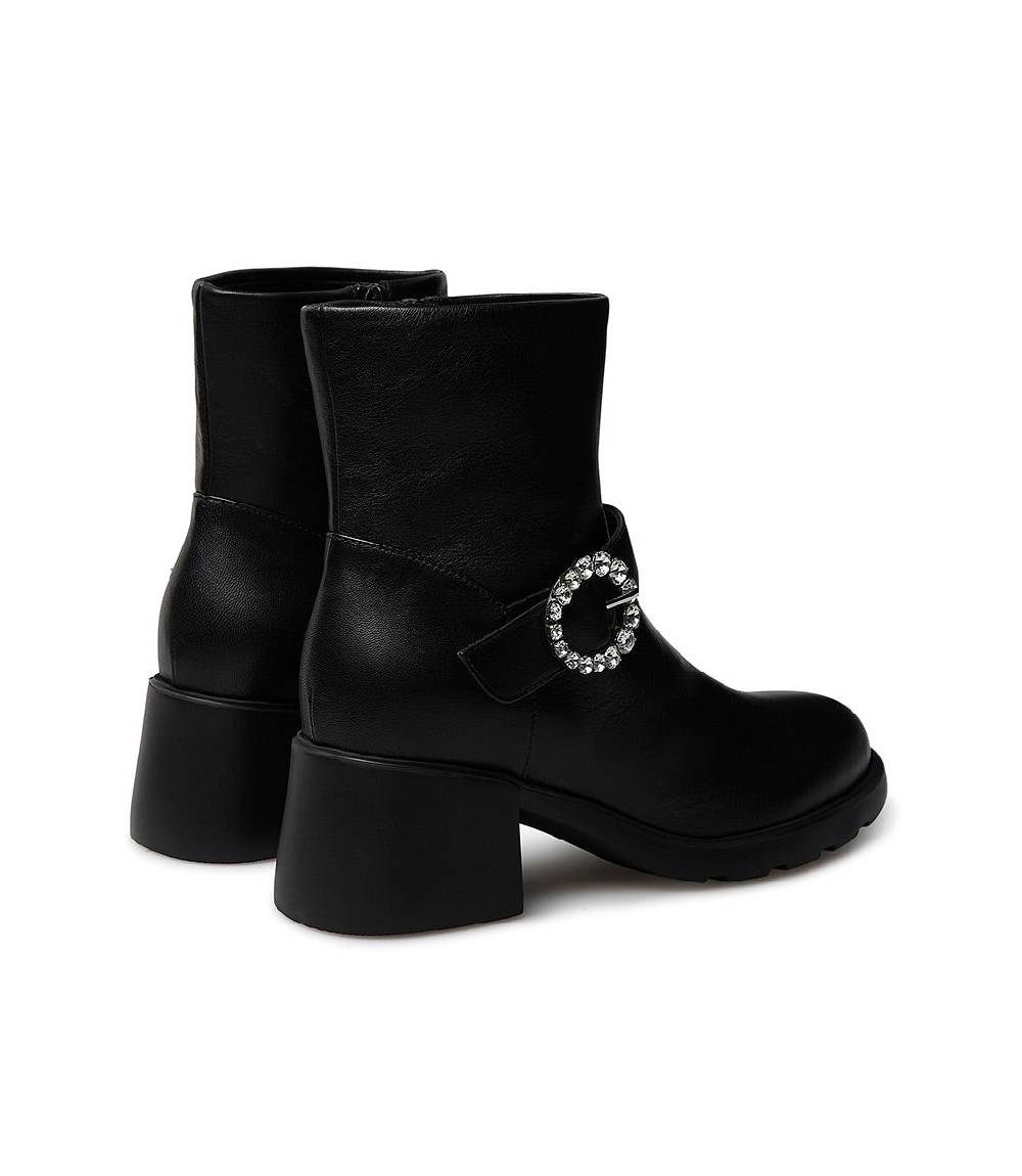 Loriblu Stivaletto in nappa nera con fibbia gioiello Sconto