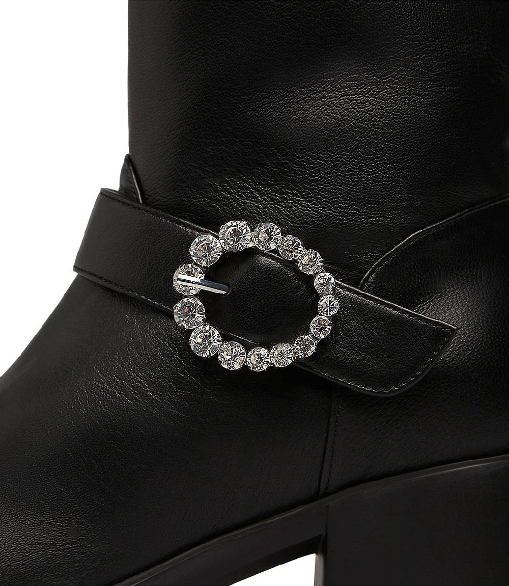 Loriblu Stivaletto in nappa nera con fibbia gioiello Sconto