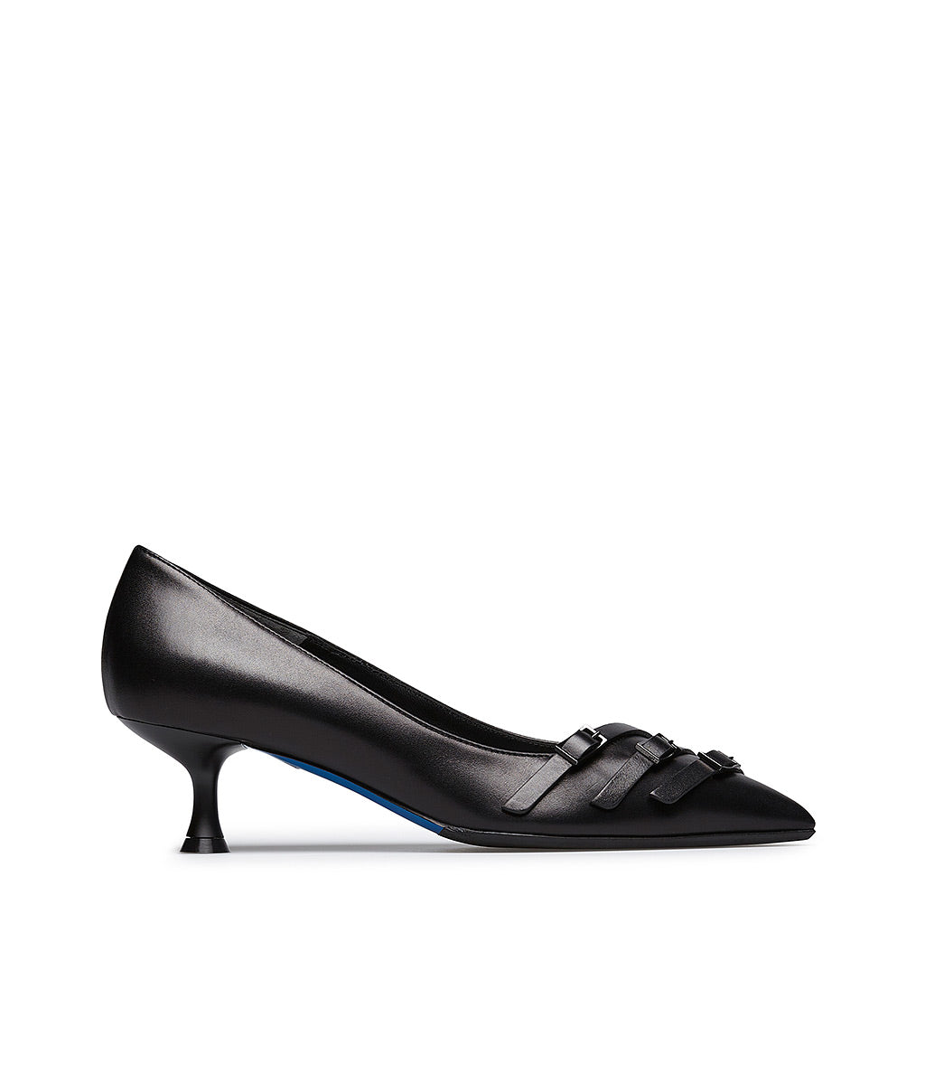 Loriblu Décolleté in nappa nera con cinturini