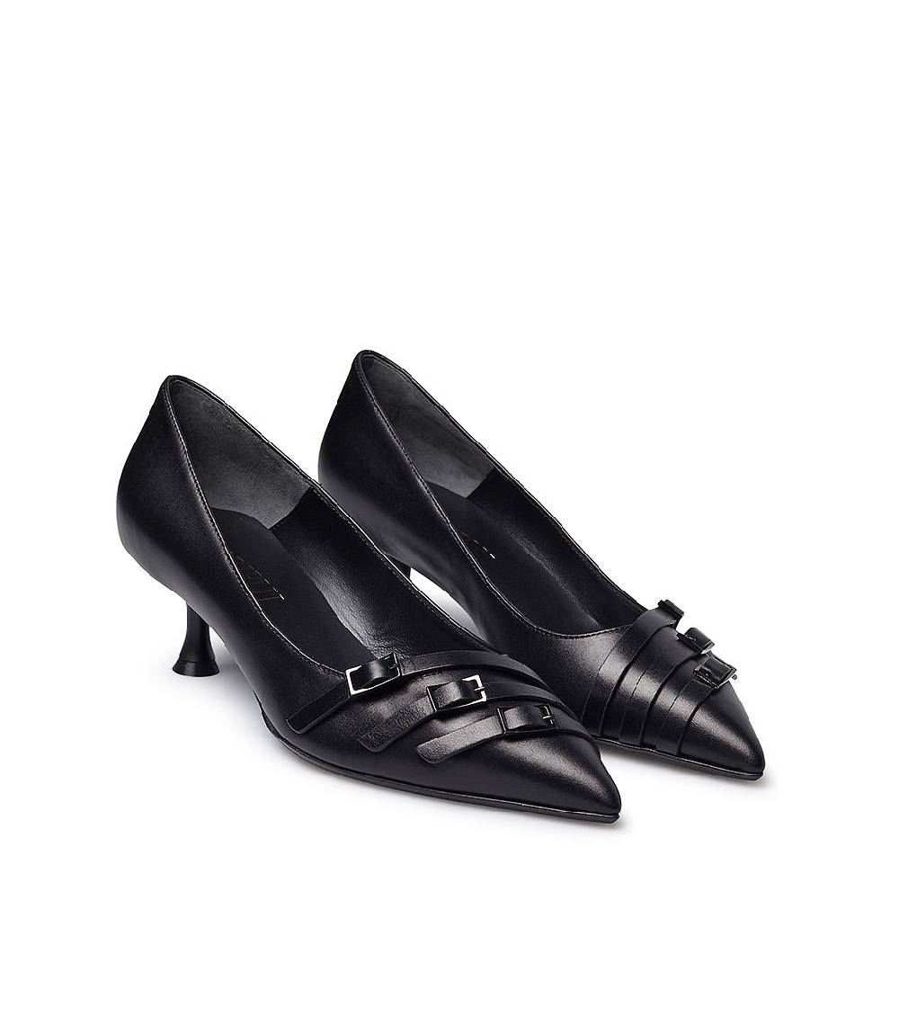Loriblu Décolleté in nappa nera con cinturini Offerta