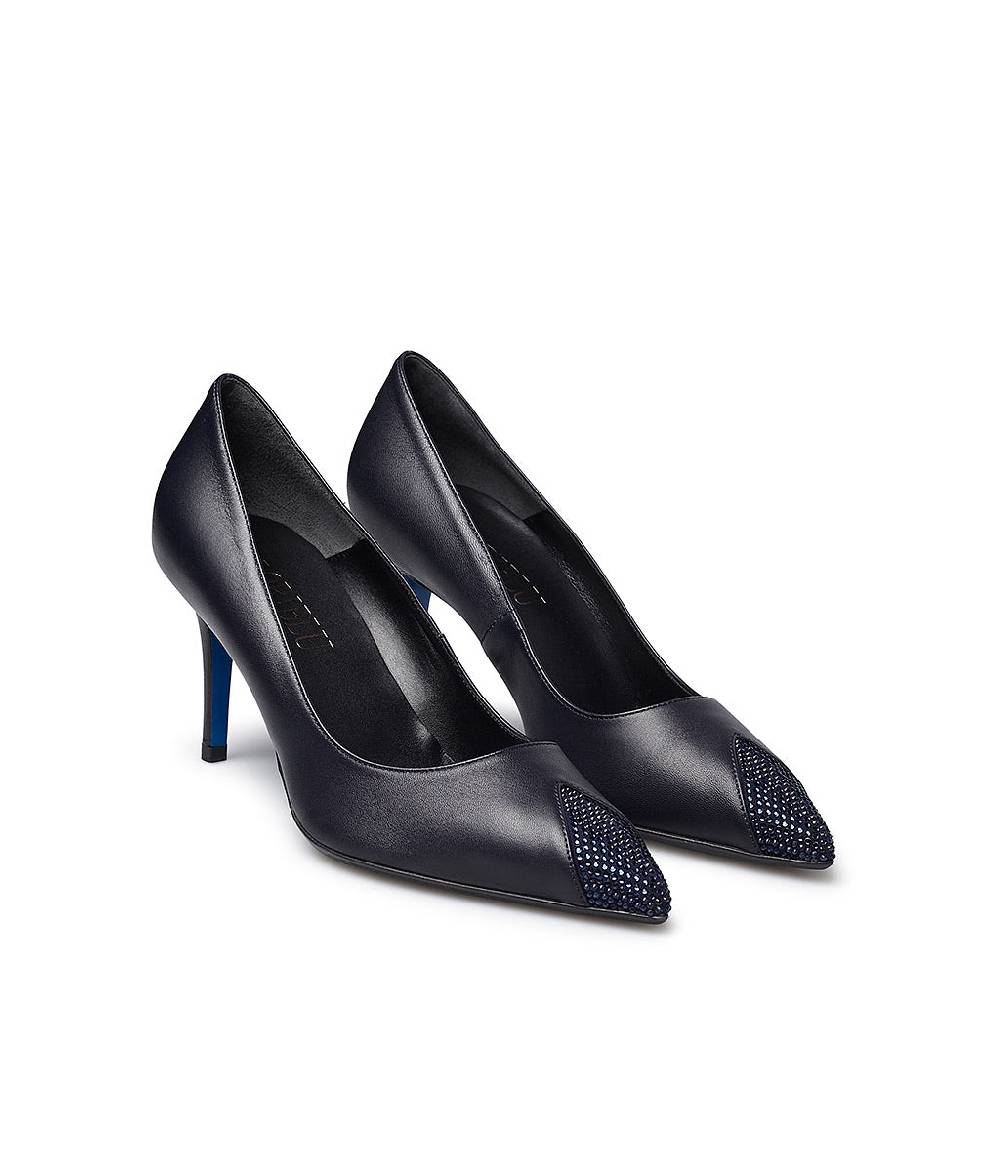 Loriblu Décolleté in nappa blu con cristalli Hotsell