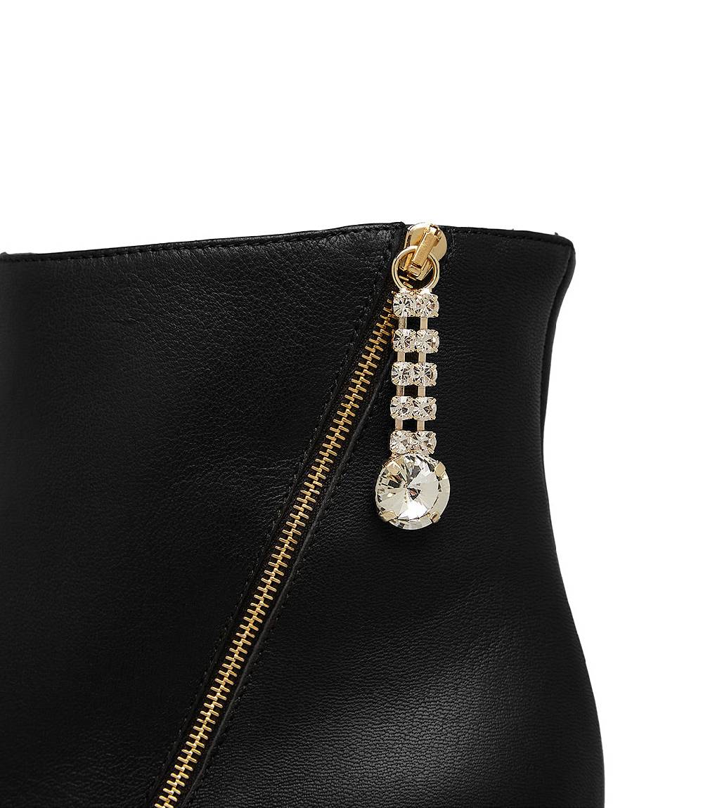 Loriblu Stivaletto in nappa nera con zip decorativa oro Vendita Calda