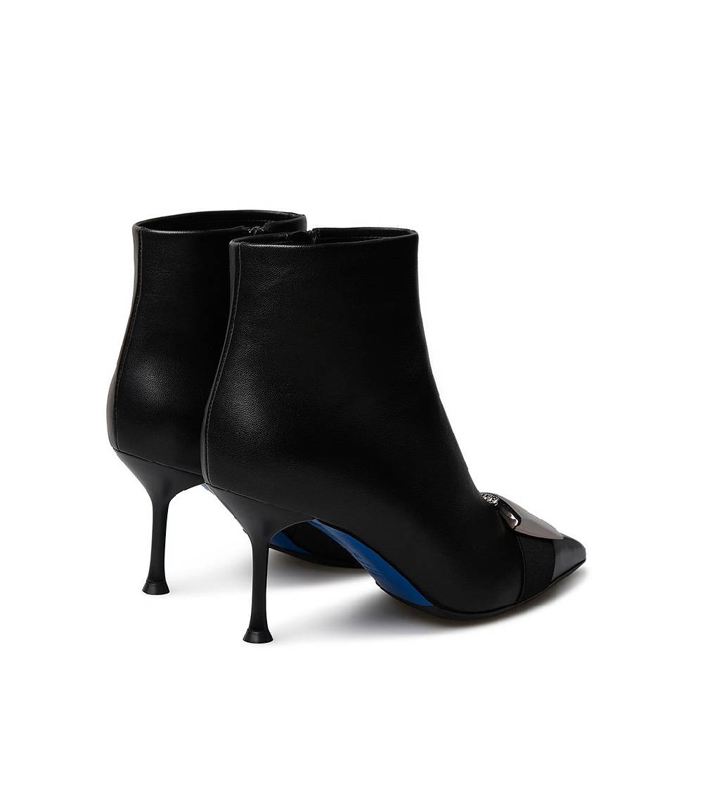 Loriblu Stivaletto in nappa nera con placca Logo metal Saldi Di Fabbrica