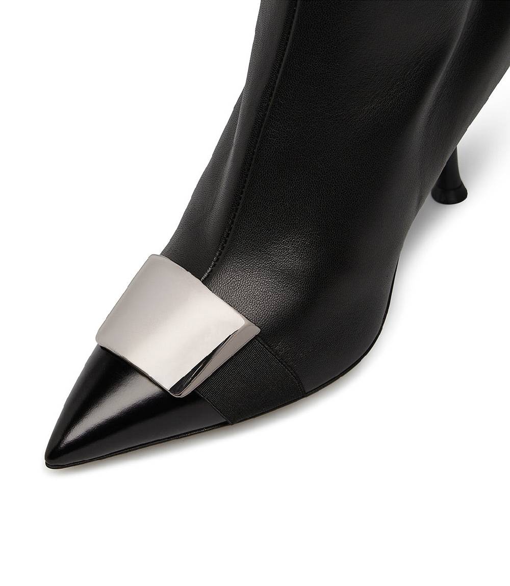 Loriblu Stivaletto in nappa nera con placca Logo metal Saldi Di Fabbrica