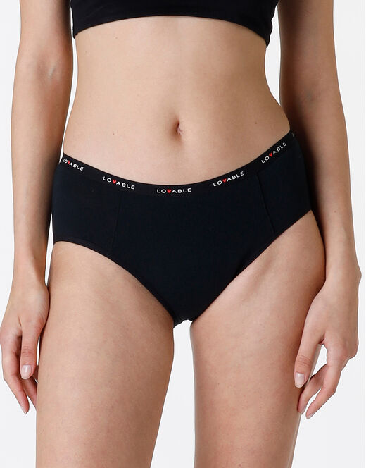 Lovable NUOVA Culotte da ciclo lavabile in cotone biologico certificato, colore nero, flusso abbondante Sconto