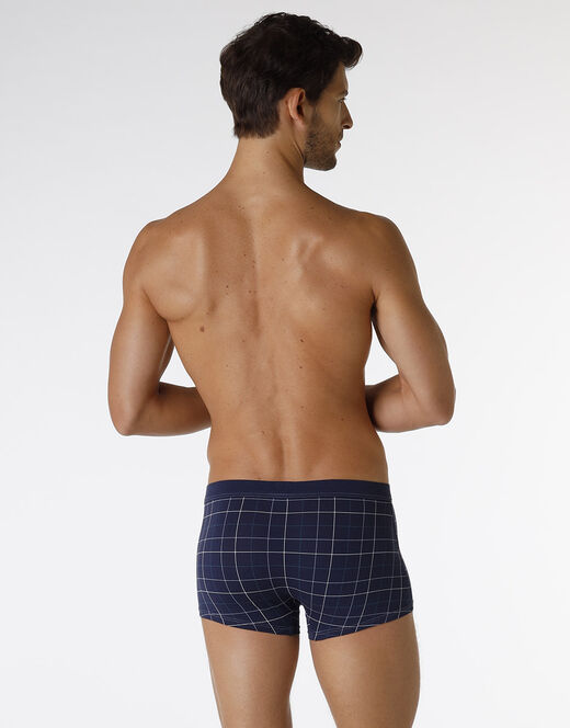 Lovable Boxer Casual Stretch Cotton in cotone elasticizzato, blu navy con stampa a quadri Offerte