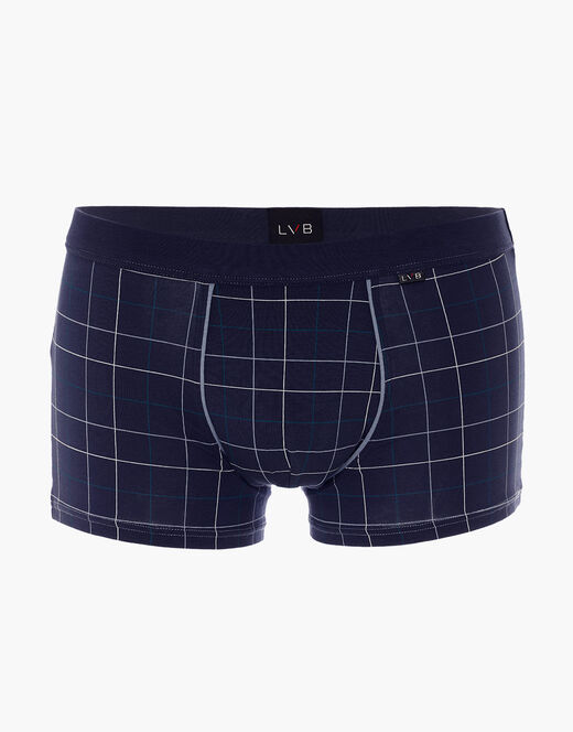 Lovable Boxer Casual Stretch Cotton in cotone elasticizzato, blu navy con stampa a quadri Offerte