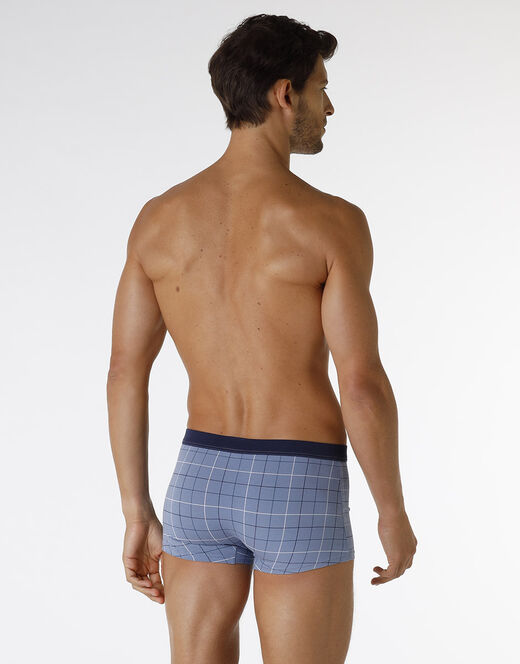 Lovable Boxer Casual Stretch Cotton in cotone elasticizzato, azzurro con stampa a quadri Hotsell