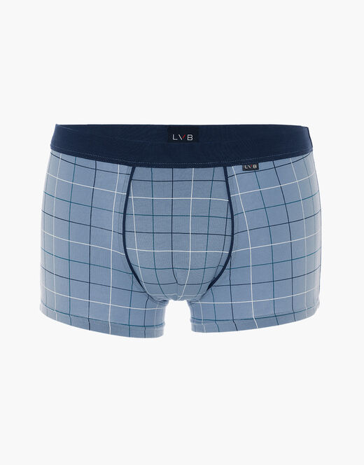 Lovable Boxer Casual Stretch Cotton in cotone elasticizzato, azzurro con stampa a quadri Hotsell
